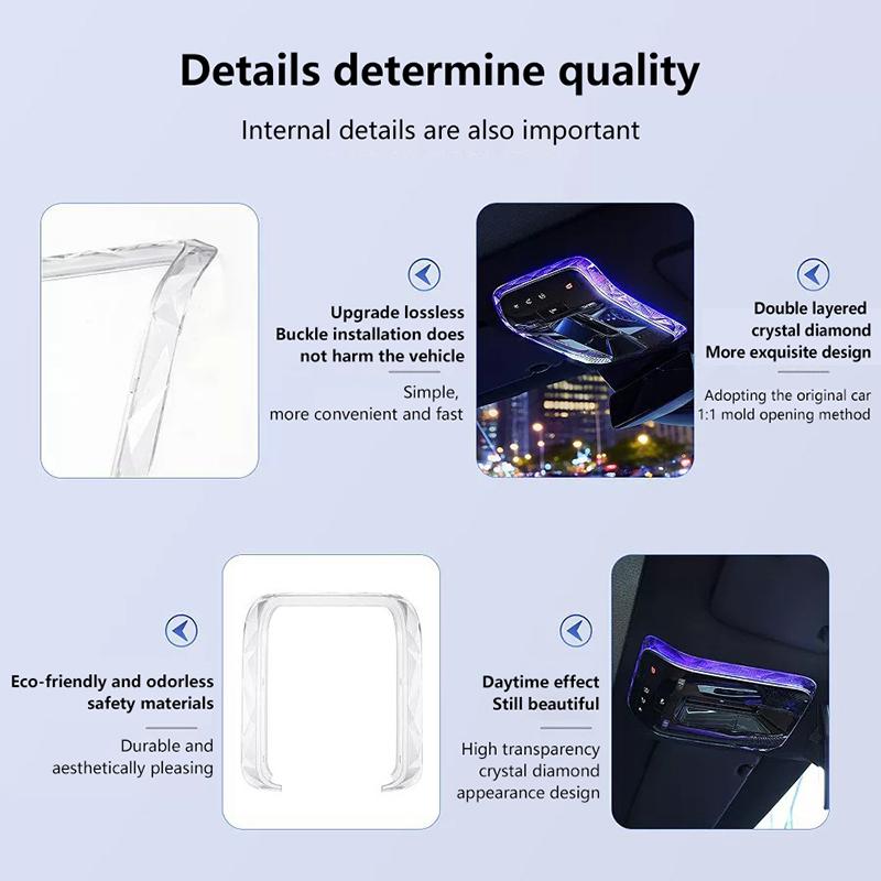 Car Reading Light Crystal Decorative Frame Ambient Light Trim Crystal Reading Light Frames Decor For Auto Interior Upgrade
