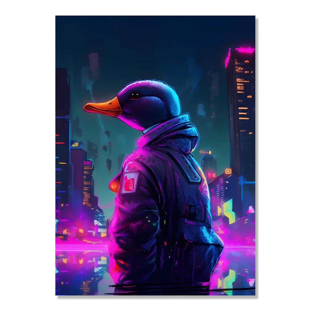 Cyberpunk Style Future Fantasy Lion Monkey Agent Animal Poster Wall Art Canvas Painting for Living Room Home Decoration