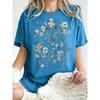 T-shirt da Donna con Stampa di Bellissimi Grappoli di Fiori Estate Oversize Manica Corta Girocollo Magliette in Cotone Y2K Top Sportivi Donna