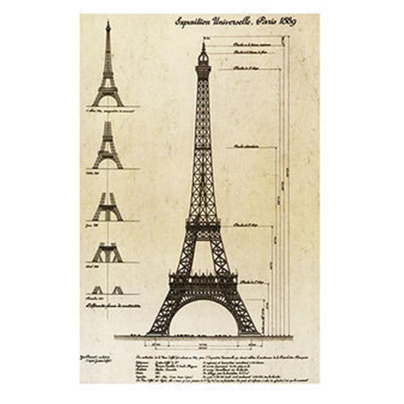 Triptiek Retro Amerikaans Vrijheidsbeeld Canvas Schilderij Muurposter Parijs Eiffeltoren Architectuur Tekeningen Woondecoratie