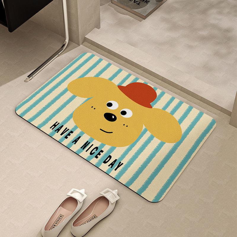 Household Cartoon Floor Mat Small Dog Cute Carpet Bathroom Non-slip Absorbent Foot Mat Toilet Thickened Cushion