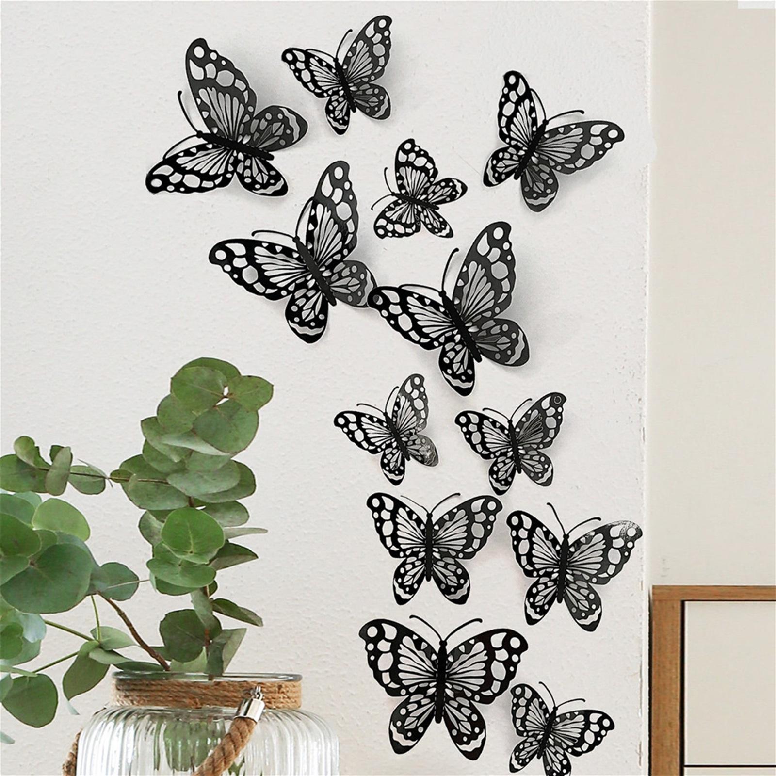 Hollow Out Three-dimensional Fluttering Butterfly Home Beautification Decoration Festival Party Arrangement Cardboard Butterfly Wall Stickers One Size