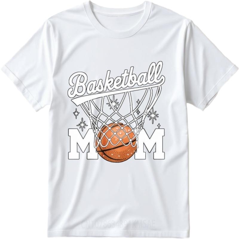 Plus Size Tshirt Soft Teenagers Short Sleeve T Shirt Daily Wear Basketball Net With Ball And Sparkles Fashionable Unisex Tees