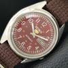 VINTAGE SEIKO 5 AUTOMATIC 7006A JAPAN MENS MAROON COLOR DIAL WATCH A708518-1