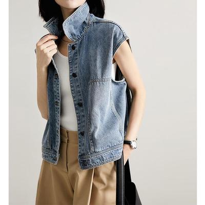 Stylische Damen-Denim-Bikerweste - Ärmellos, Vielseitige Sommermode