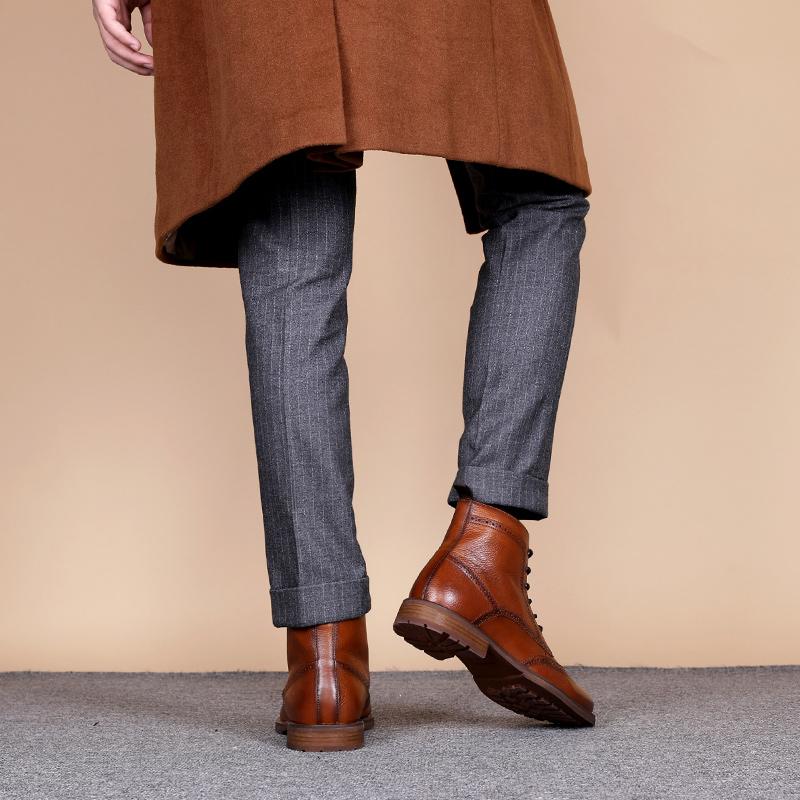LUXSOLE Męskie Nowe Buty Brogsy ze Skóry Naturalnej Ocieplane Buty Modne Buty,Ciepłe,Duży Rozmiar, Codzienne, Na Sznurowadła, Zamek Błyskawiczny,Prezenty