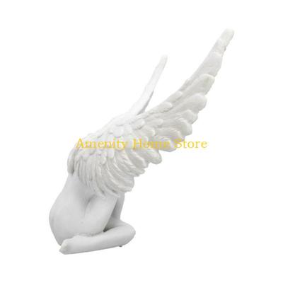F26C Sobbing Angel Garden Statue Angel Statues Resin Ornaments Angel Wing Miniature Figurines for Patio Yard Home