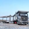 1:24 Mercedes Benz Double Decker Flatbed Transport Vehicle Alloy Diecast Metal Car Model Sound And Light Science Education Serie