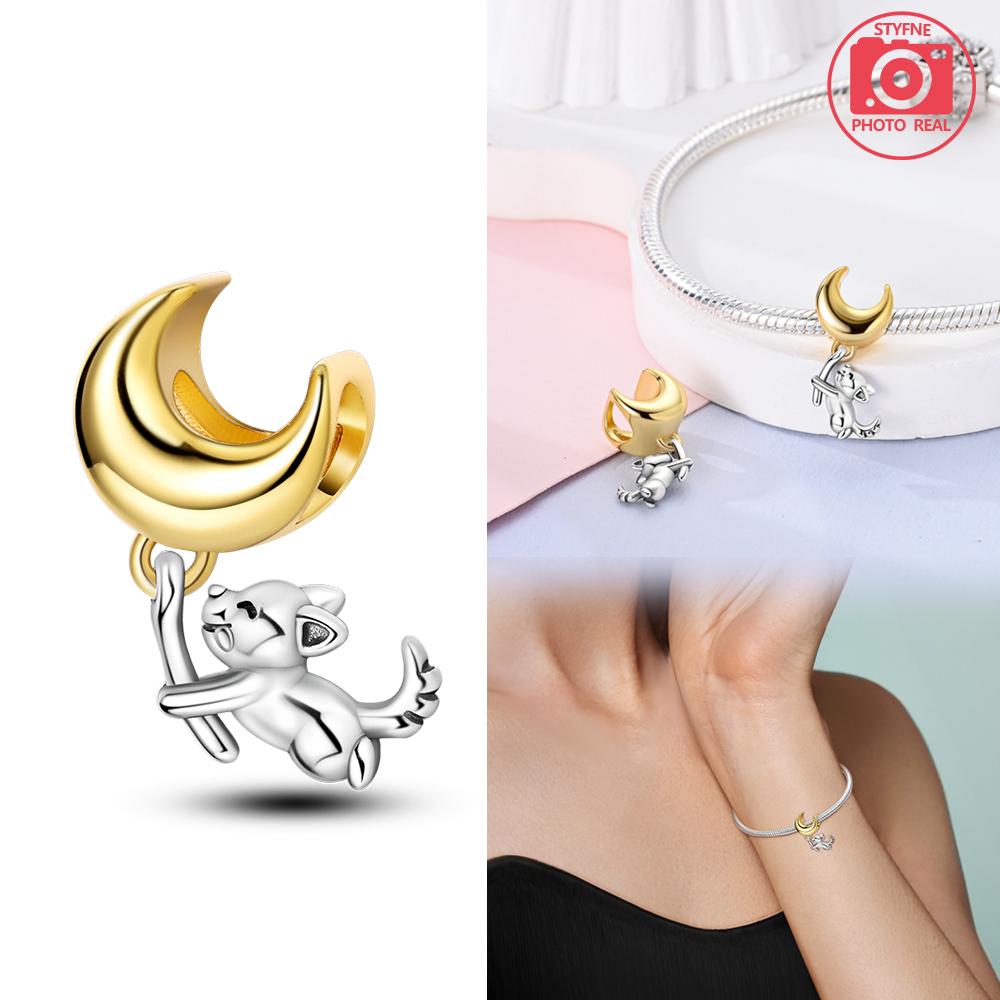 Copper Colour Star & Moon Couple Charms Fit Charms Copper Colour Original Bracelet For Jewelry Making