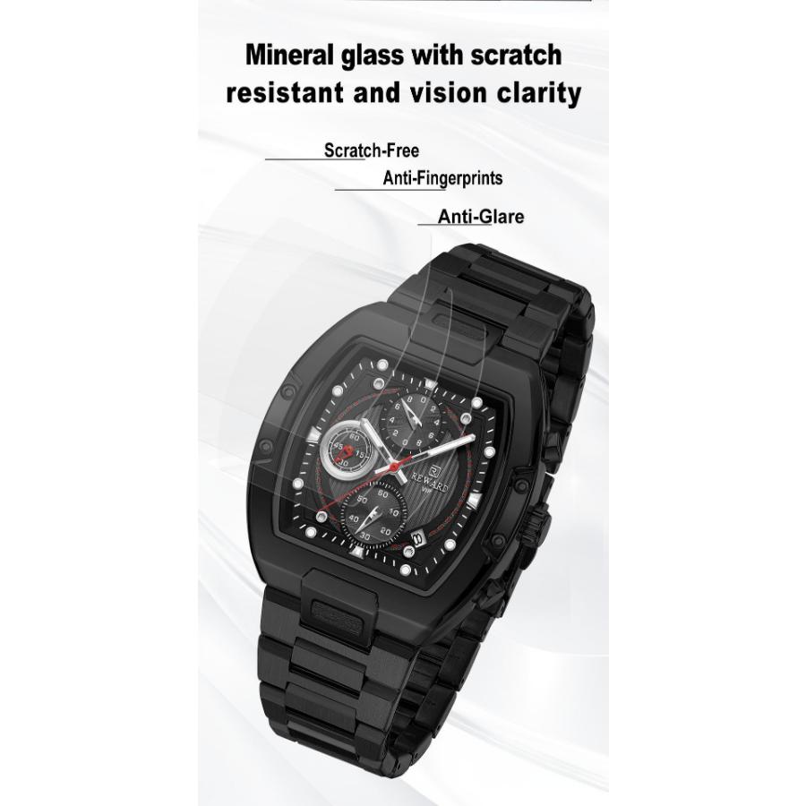 New Design Tonneau Watch Men Luminous Waterproof Date Stainless Steel Chronograph Quartz Watches for Men Relogio Masculino