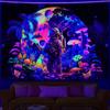 UV Reactive Mushroom Wall Hanging Tapestry Black Light Night Glowing Alien Skull Tapestries Astronaut Art For Bedroom Decor