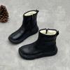 Johnature Genuine Leather Warm Cotton Boots Thick Soled Comfortable Side Zipper Women's Short Boots