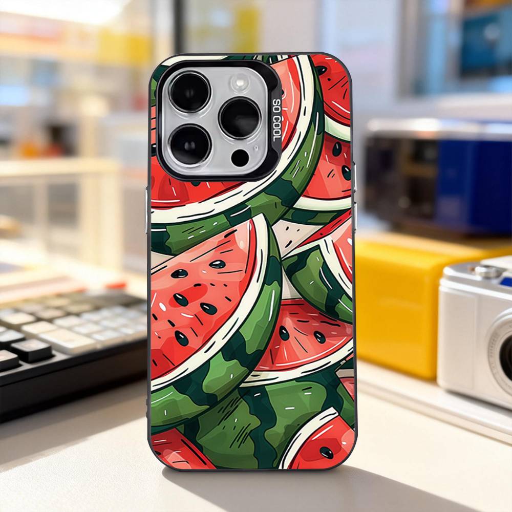 Watermelon Cute Phone Case For iPhone 17,16,15,14,13,12,11,Pro,XS,Max,Plus,Mini,SE4,E IMD Matte Black