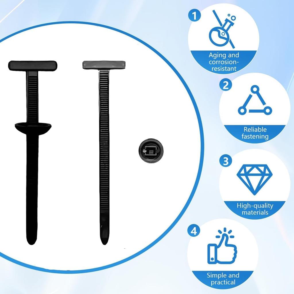 Universal Car Nylon Cable Tie Buckles Heavy Duty Self-Locking Zip Ties Holder with Pin Button Fasteners Car UV Resistant Ties