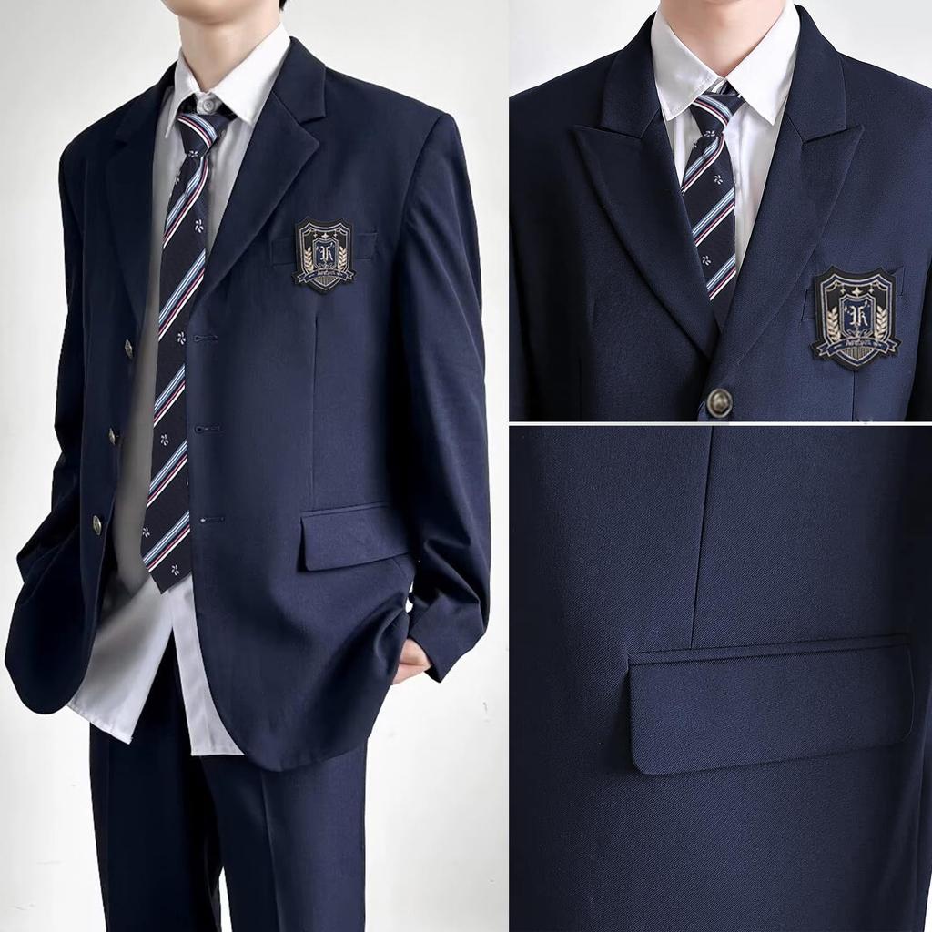 AOTYP Cosplay Uniform Set for High School Includes and Perfect for Cultural and School Available in Black and Size Men's 5-Piece Students, Blazer,