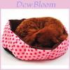 Cozy Round Dot Octagonal Dog Bed Soft Cotton Velvet For Winter Warmth In Red Pink Yellow And Blue