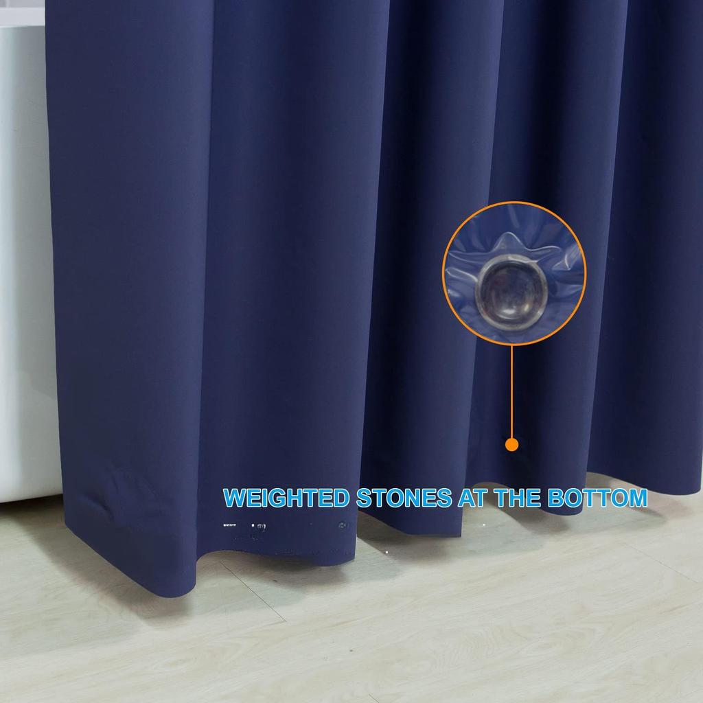 Waterproof PEVA Shower Curtain with Hooks, Solid Color, Thickened & Punch-Free for Bathroom