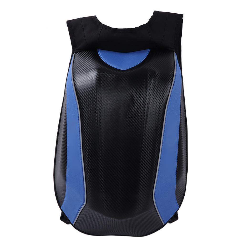 Waterproof Backpack Large Capacity Storage Bag PU Hard Shell with Reflective Strip for Riding Camping Hiking Blue