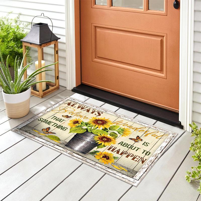 1Pcs Sunflower Kitchen Rug Anti-Fatigue Kitchen Rug Waterproof Non-Slip Rugs Set Runner Rug Bedside Rug Absorbent Carpet