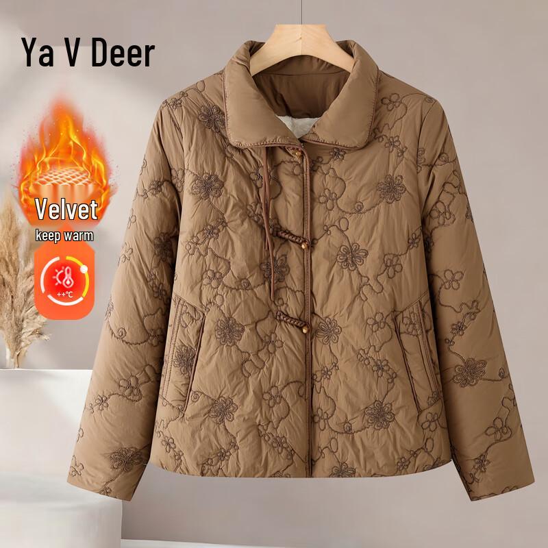 Yalu Women s Winter Plush Padded Lapel Jacket 2XL