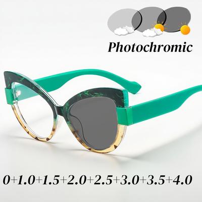 Oversized Photochromic Reading Glasses for Women Men New Trend Colorful Large Presbyopia Unisex UV Protection Far Sight Glasses