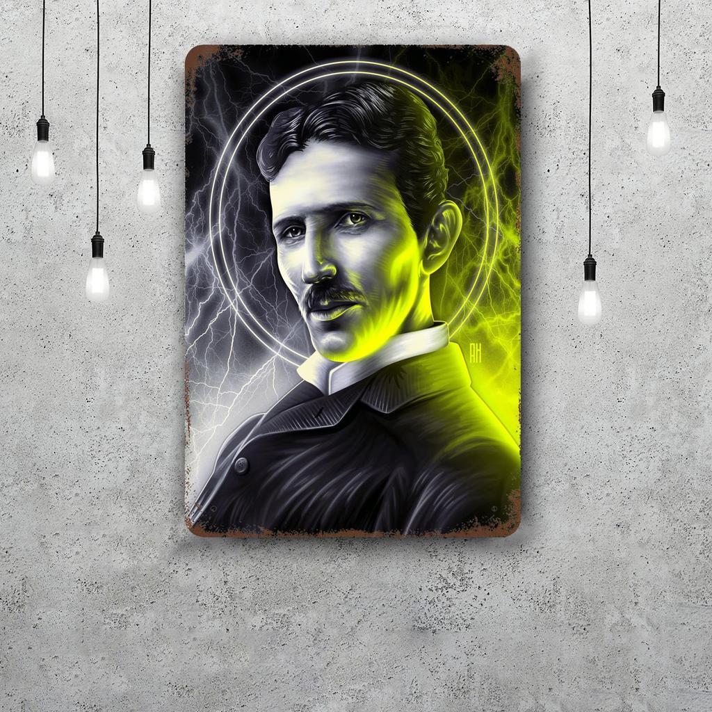 Nikola Tesla Vintage Tin Sign Home Decor Wall Decor Art Wall Mural Room Decoration Decor Retro Metal Sign Plate Bar Posters