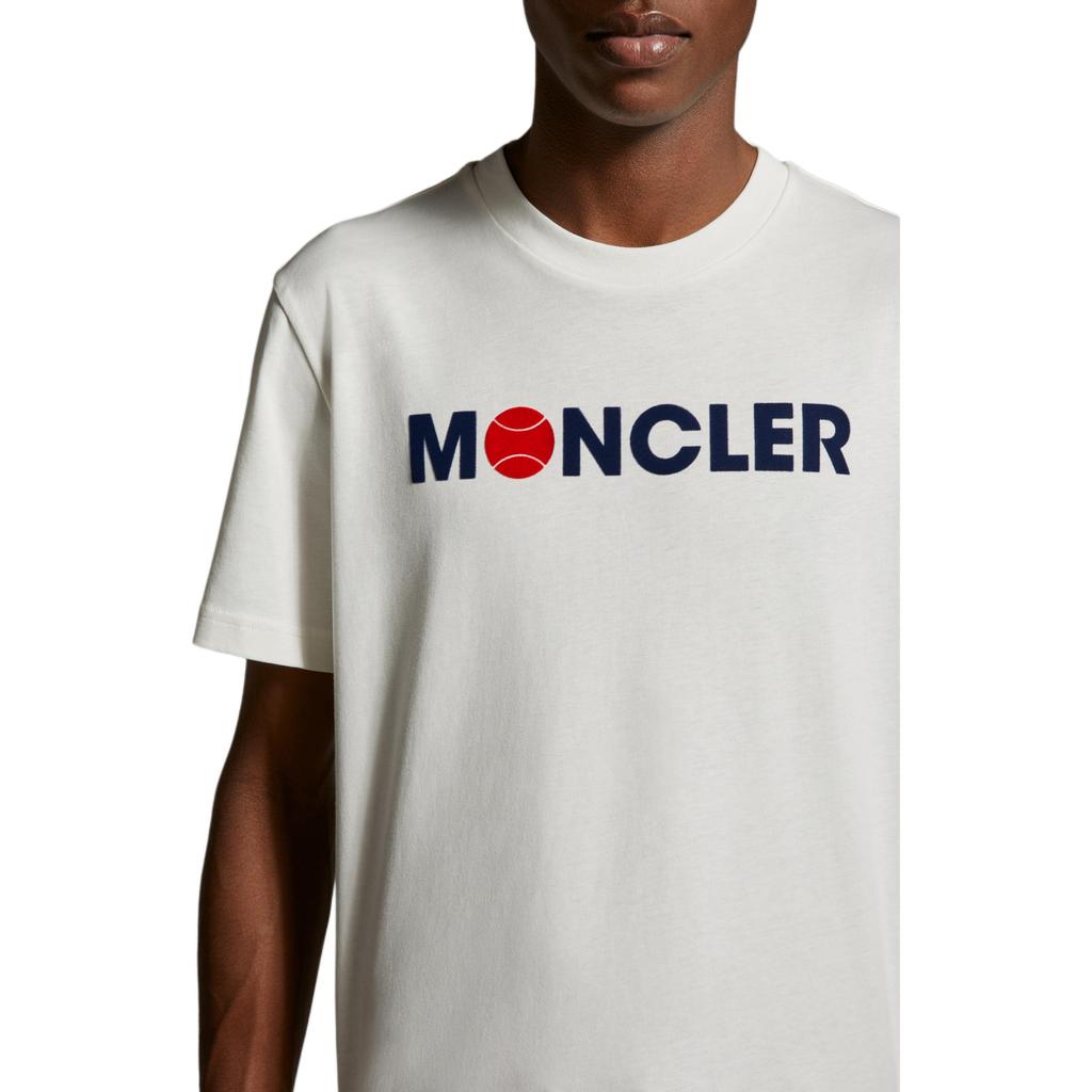 Moncler SS24 Flocked Tennis Logo Crew Neck Short Sleeve T-Shirt Unisex Tops White J10918C00008829HP034