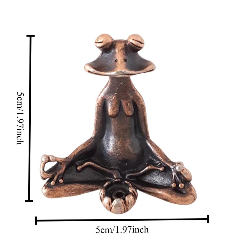 

1pc Antique Meditation Zen Frog Statue Ornament Animal Sculpture Incense Burner Home Desk Decoration Tea Pet медный