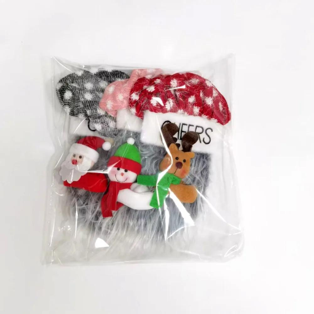 New Christmas Wine Glass with Velvet Cloth for Elderly People, Snowman and Deer Window Decoration