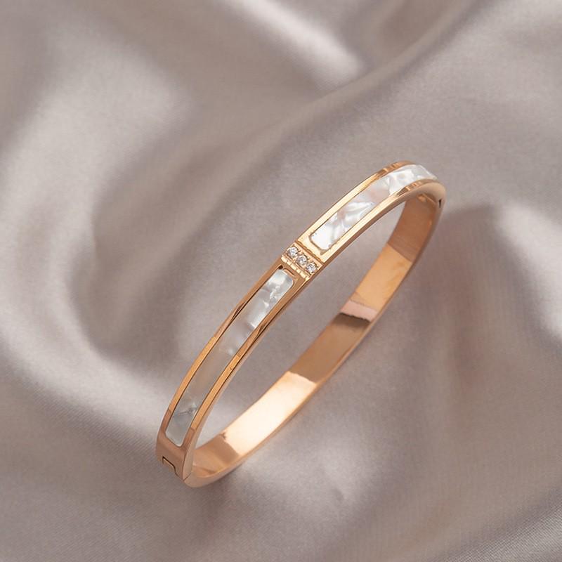 Leichter Luxus High-End Voll Diamant Titanstahl Armreif - Damen Modischer Temperament Schmuck