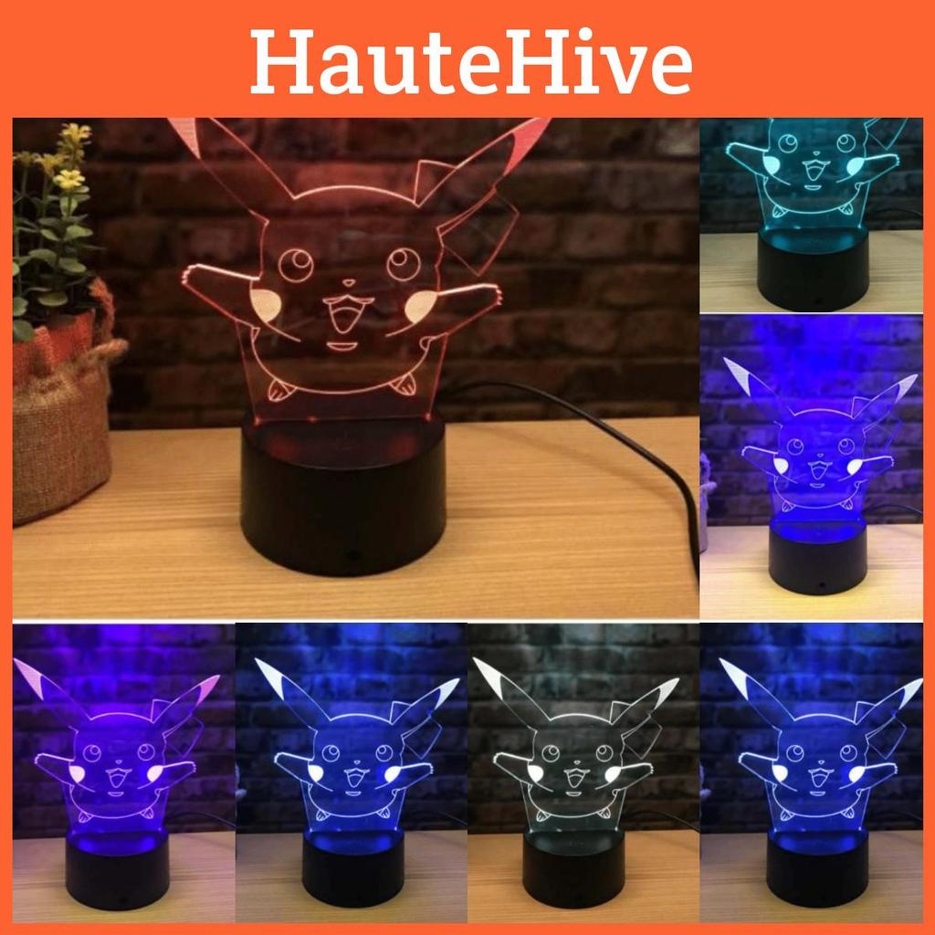 Fengslende Pokemon Pikachu Nattlampe Perfekt for Soverom og Stueinnredning 3D LED med 7 Farger
