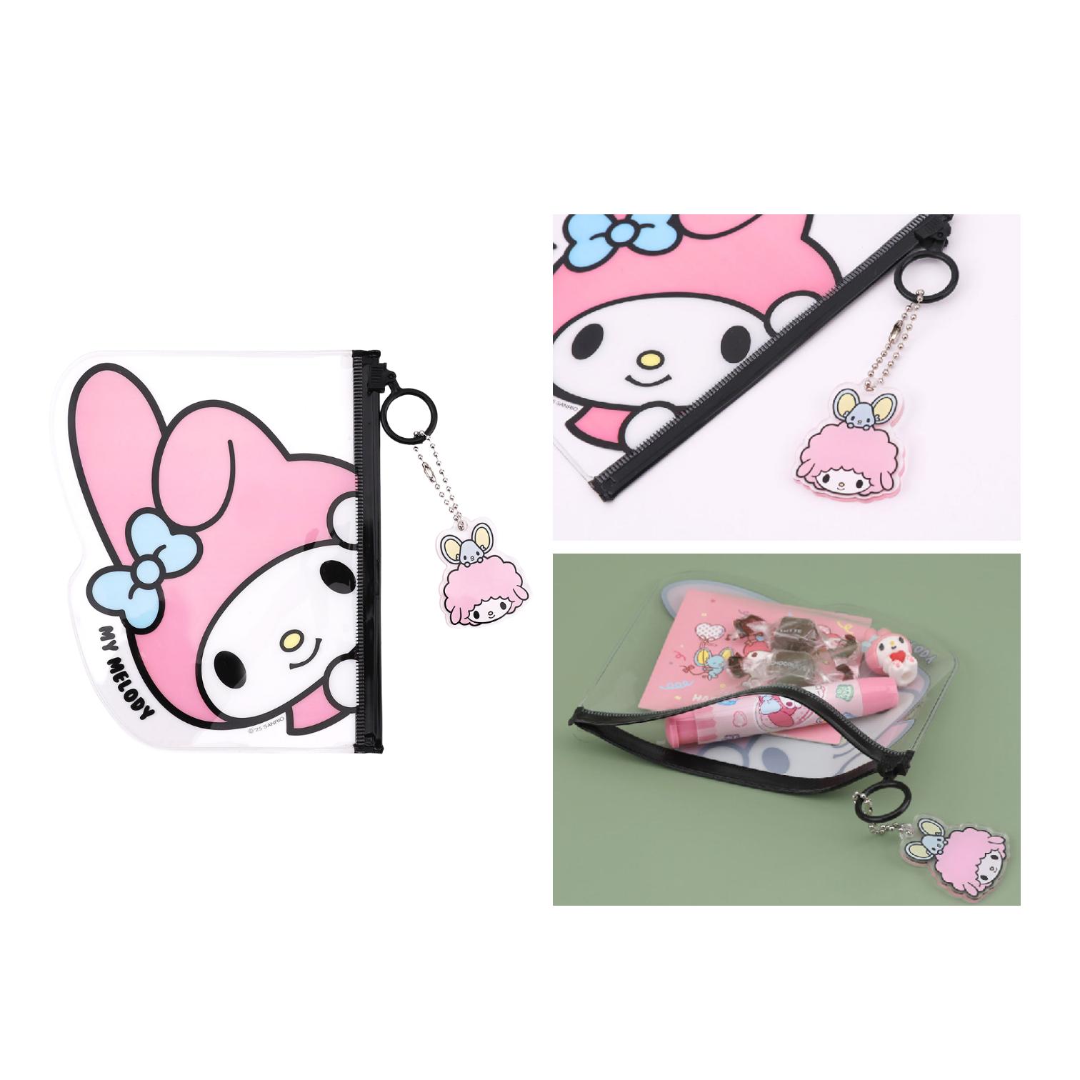 

SANRIO Hello Kitty & My Melody transparent Flat Pouch рожевий