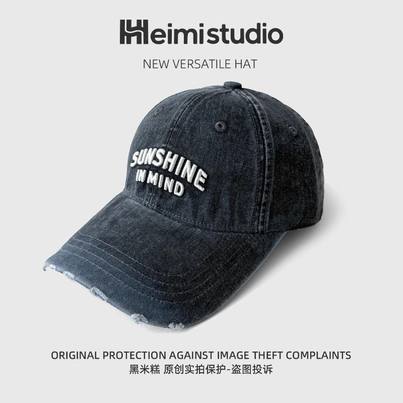 Early autumn new cap retro washed old gradual change color show face small cowboy baseball cap women