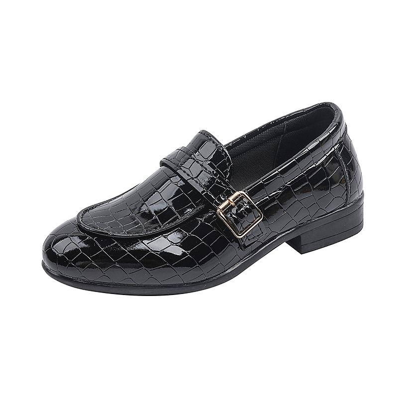 Zapatos de Cuero para Niños Moda Estudiantes Actuación Formal Mocasines para Niños Planos Negros Niños Casual Uniforme Escolar Zapatos de Tacón Bajo