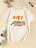 Eepy Cat Design Printed Funny T Shirts pure cotton Unisex and Women Tshirt 2026 Summer Spring Casual Top Tee Shirt