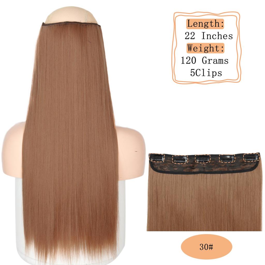 MERISIHAIR Langt rett syntetisk hårforlengelse 5 klips inn høytemperatur 22 tommer 120 g fiberhår for kvinner