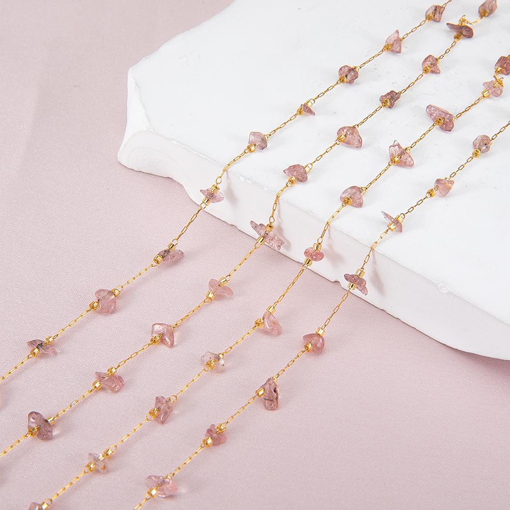 

2Meters 1Meter Irregular Stone Stainless Steel Chain Mixed Natural Stones Necklace Bracelet Accessories for Jewelry Making DIY 1meter