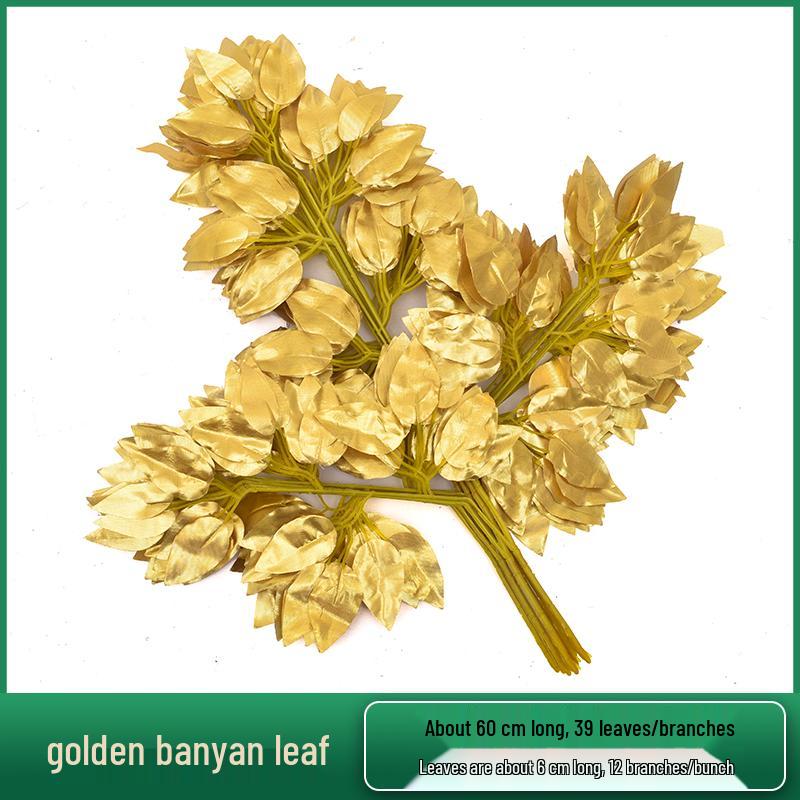 Artificial Red Maple, Ginkgo, Birch, Banyan, Elm Leaves for Landscaping