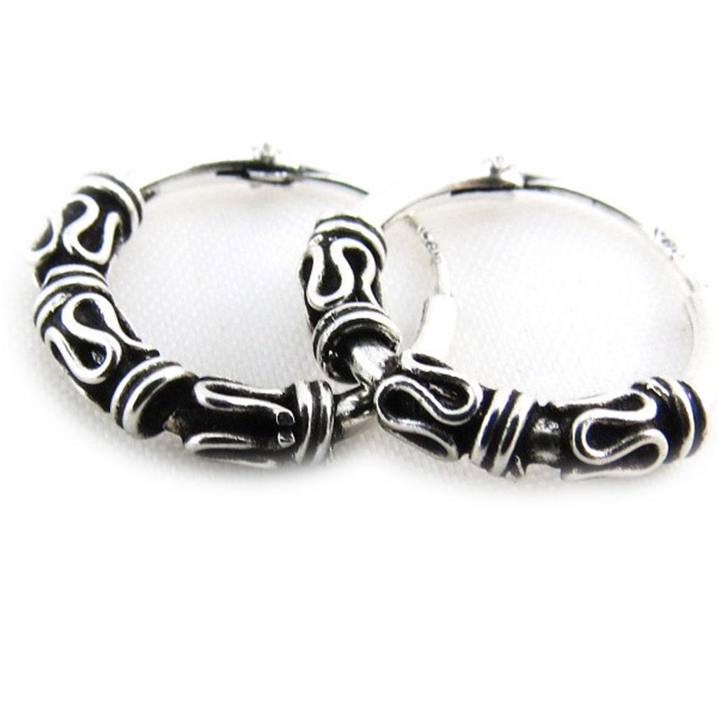 Les Trésors De Lily [J3877] - Silberne 'Thai' Creolen 1,4 cm 2 mm