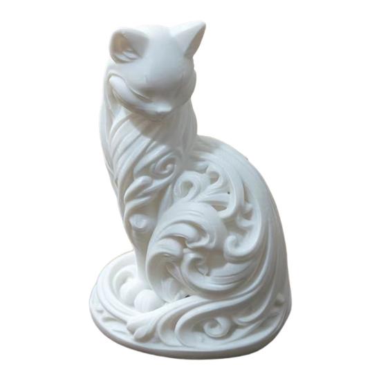 

Minimalist Elegant Cat Statue 3D Printed Feline Figurine Modern Desktop Ornament for Bedroom Living Room Office Desk Decor белый