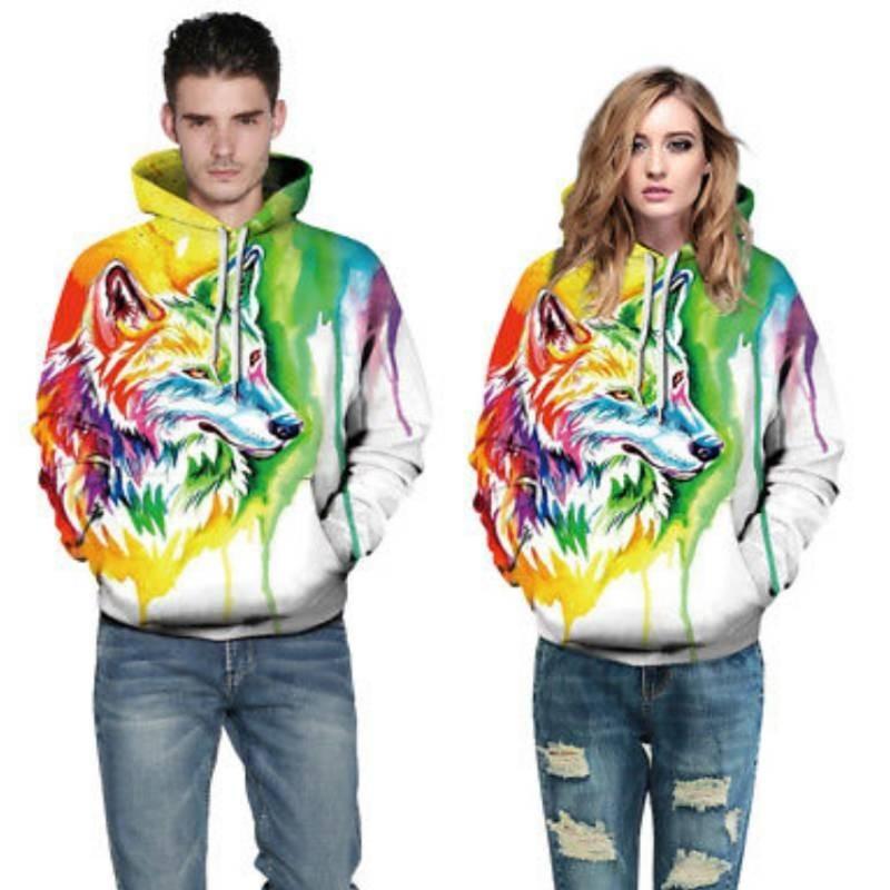 Vibrant Skull Print Digital Pullover Hoodie For Men Comfortable Loose Fit