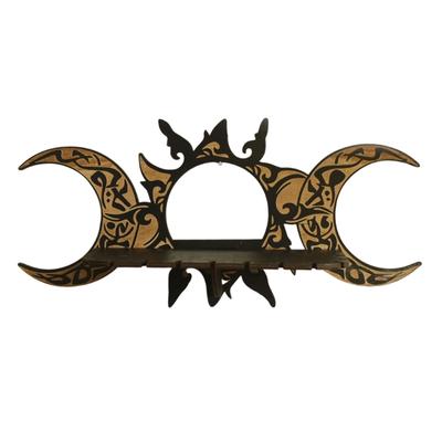 Crystal Shelf Floating Wall Shelves Wood Moon and Sun Phase Shape Wall Hanging Display Shelf Room Decors Aesthetic Gift