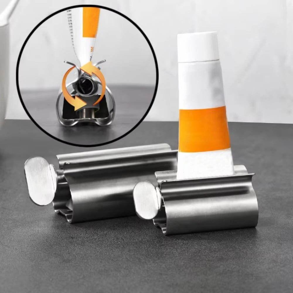 Portable Toothpaste Squeezer Tube Manual Rolling Toothpaste Dispenser Stainless Steel Durable Cosmetic Rotate Dispenser