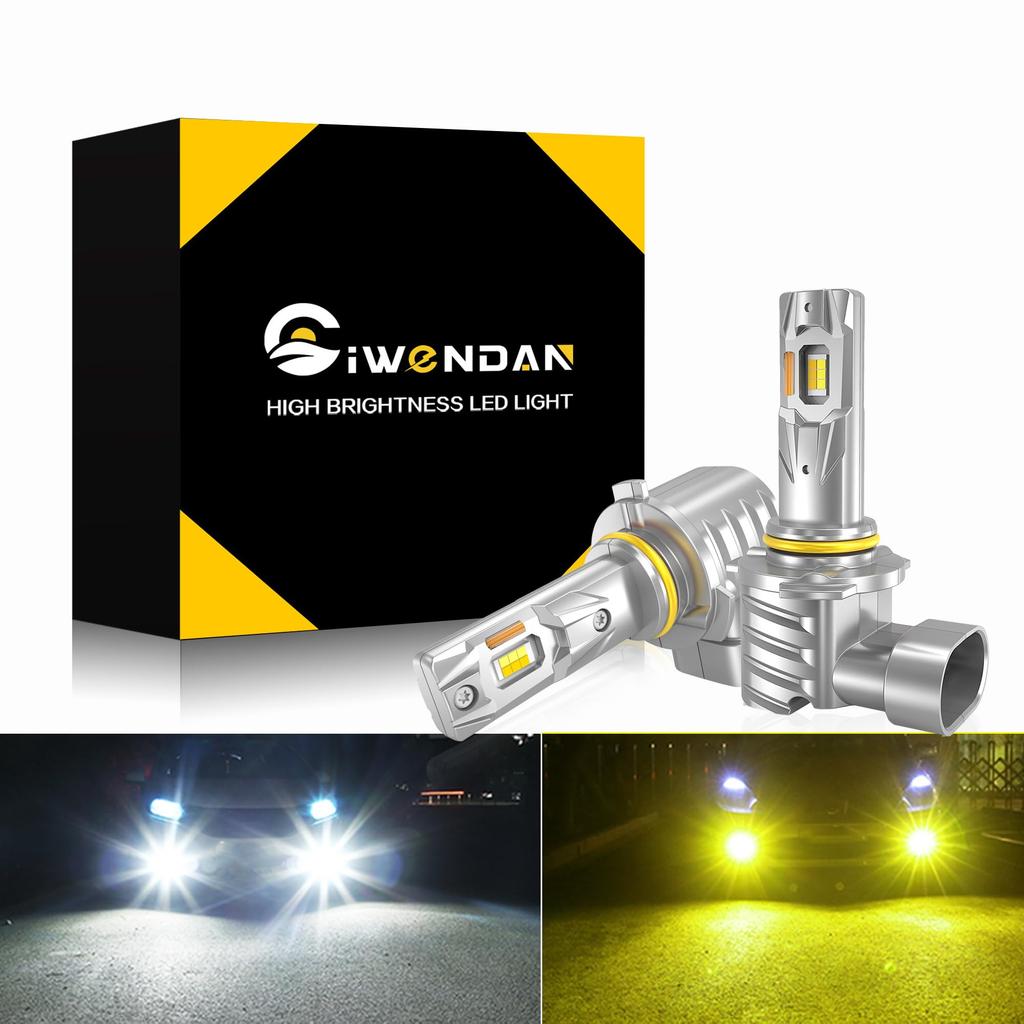 CIWENDAN HB4 LED Fog Super Vehicle Inspection Compatible with DC12V Set of 2 and Lights, Bright, Two-Color Switching, White/Yellow, Compliant, 14,000
