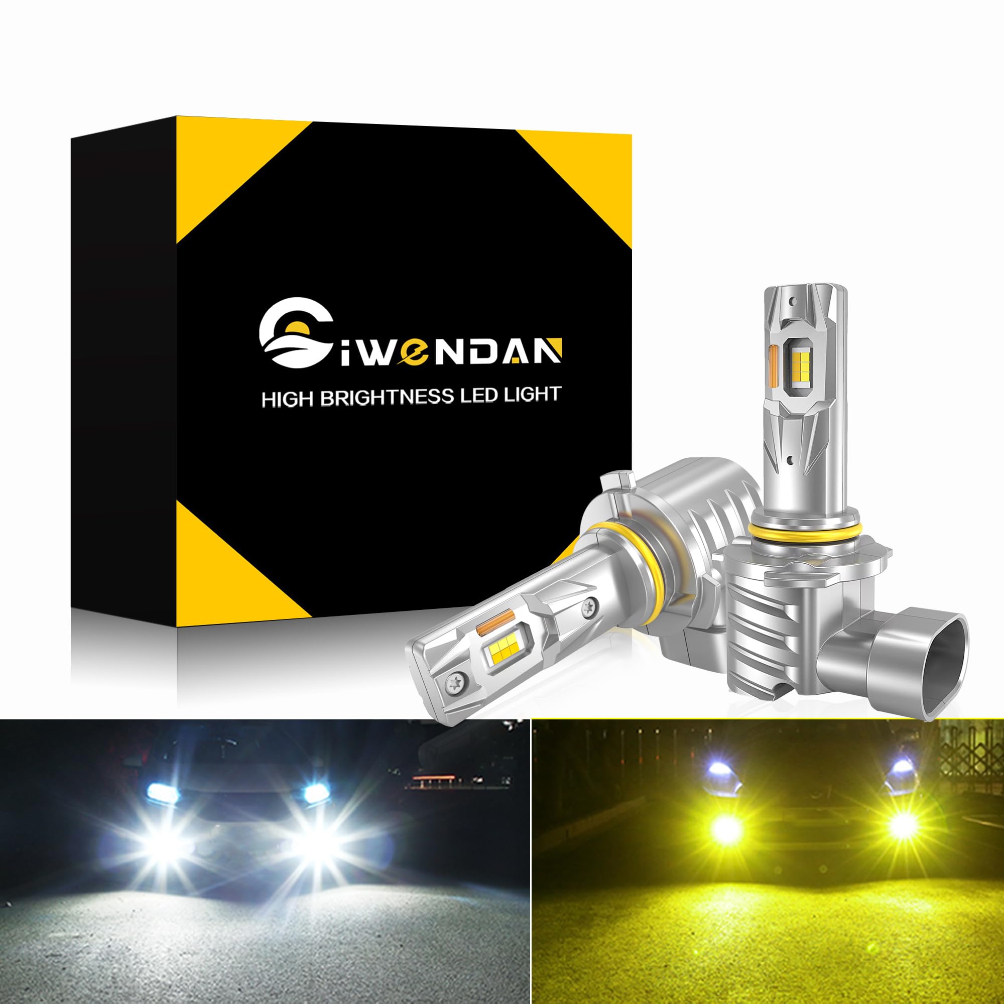 

CIWENDAN HB4 LED Fog Light, Explosive Light, 2 Color Switching, White/Yellow, Compatible with Vehicle HB4