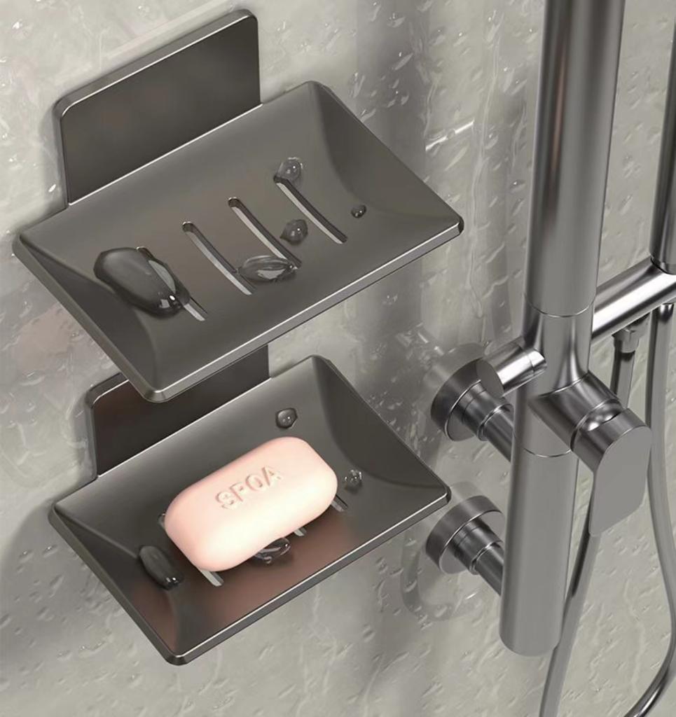 Săpunieră de baie cu montare pe perete fără găuri, suport organizator pentru săpun și burete, accesorii, suport de săpun pentru bucătărie