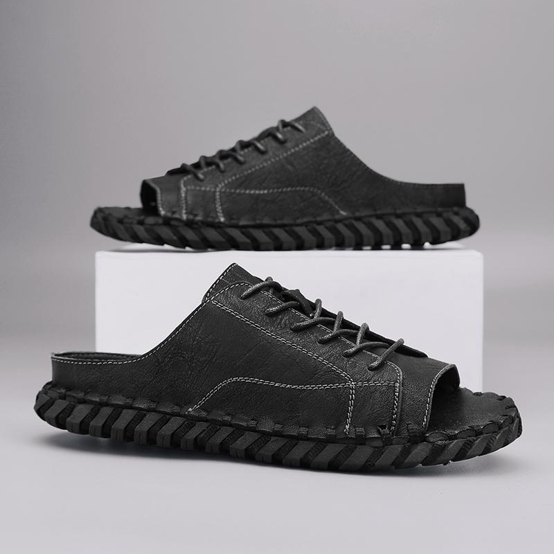 Fashion Designer Brand Men's Beach Slippers Handmade Men's One Line Drag Outdoor Camping Sandals Summer New Men's Casual Shoes Non Slip