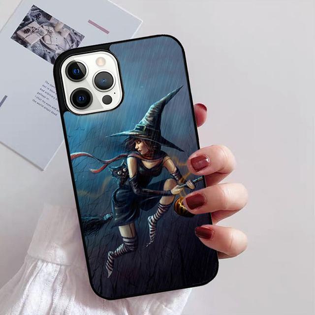 Halloween Moon Witch Horror Phone Case For iPhone 17 Air 16 15 14 13 12 11 Pro Max Plus Max Cover Shell Coque
