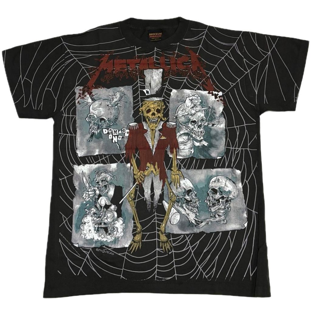 Vintage METALLICA AOP Ringmaster Pushead Anni '90 Band BROCKUM RARO Maglietta REPRINT