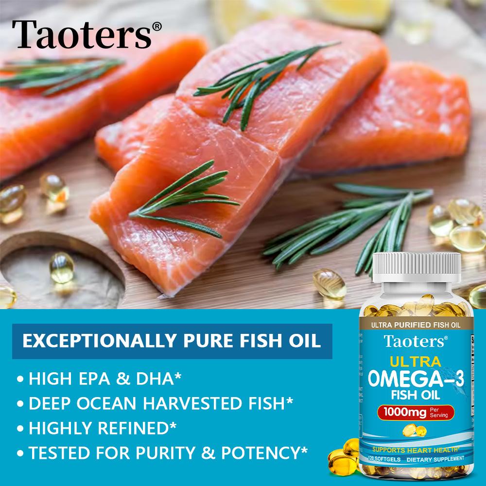 Taoters Omega-3 Deep Sea Fish Oil Soft Capsules Heart Friendly and Odorless 120 Capsules